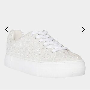 Betsey Johnson Sidny Ivory Embellished Sneakers SZ 8